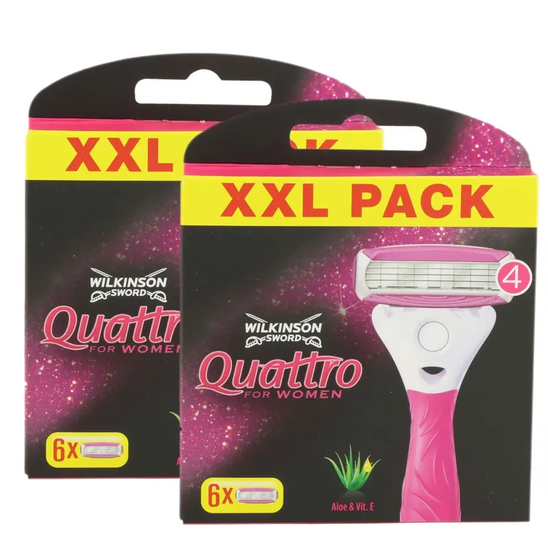 Schnäppchen Wilkinson Sword Quattro for Women 2 x 6 Rasierklingen Aloe Vera Set