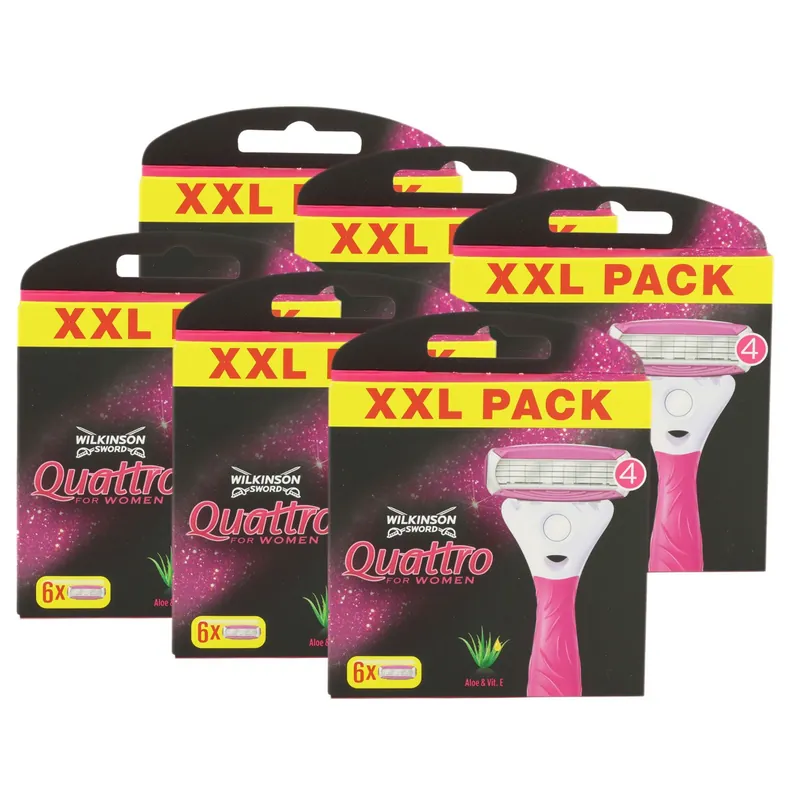 Wilkinson Sword Quattro for Women 6 x 6 Rasierklingen Aloe Vera Set Garantierte Lieferung