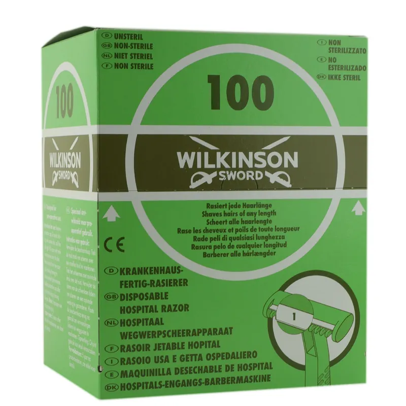 Direktkauf 100 Wilkinson Sword Einwegrasierer für präoperative Anwendungen Krankenhaus Einmalrasierer Box