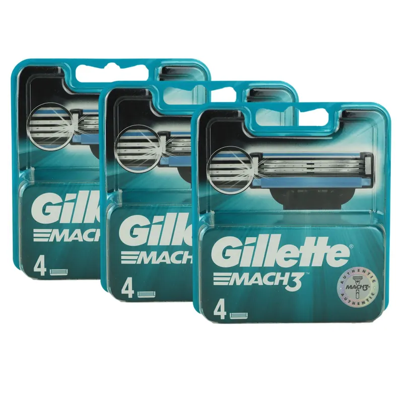 Preisreduziert 12 Gillette Mach3 Rasierklingen 3 x 4er Klingen Ersatzklingen Herrenklingen Set