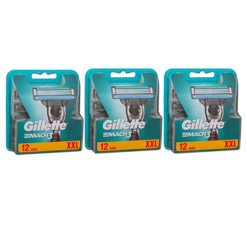 Gillette Mach3 Rasierklingen 3 x 12 Stück Klingen XXL Set Finale Aktion