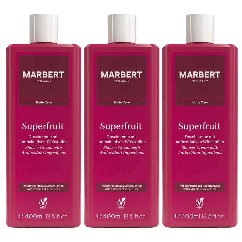 Marbert Superfruit 3 x 400 ml Duschcreme Dusch Creme Shower Cream Set Billig