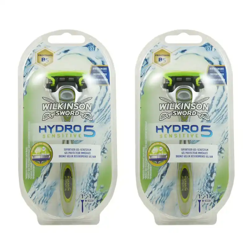 Wilkinson Sword Hydro 5 Sensitiv 2 x 1 Rasierer + Klinge Herren Rasierer Set Super-Preis