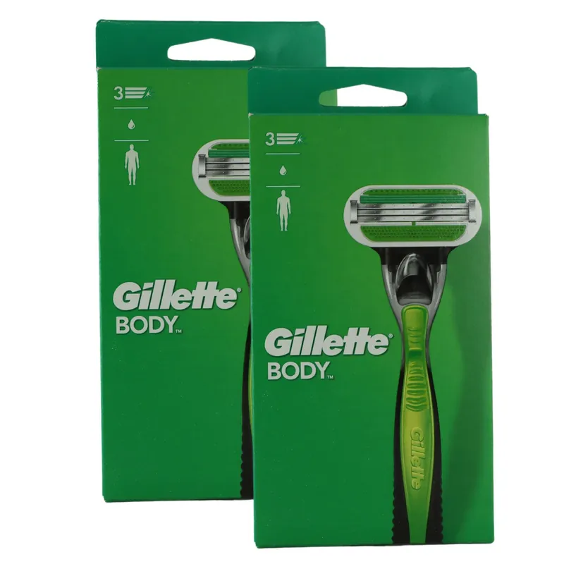Rabatt 2 x Gillette Body Rasierer 3 fach Klinge Herrenrasierer Anti Rutsch Griff Set