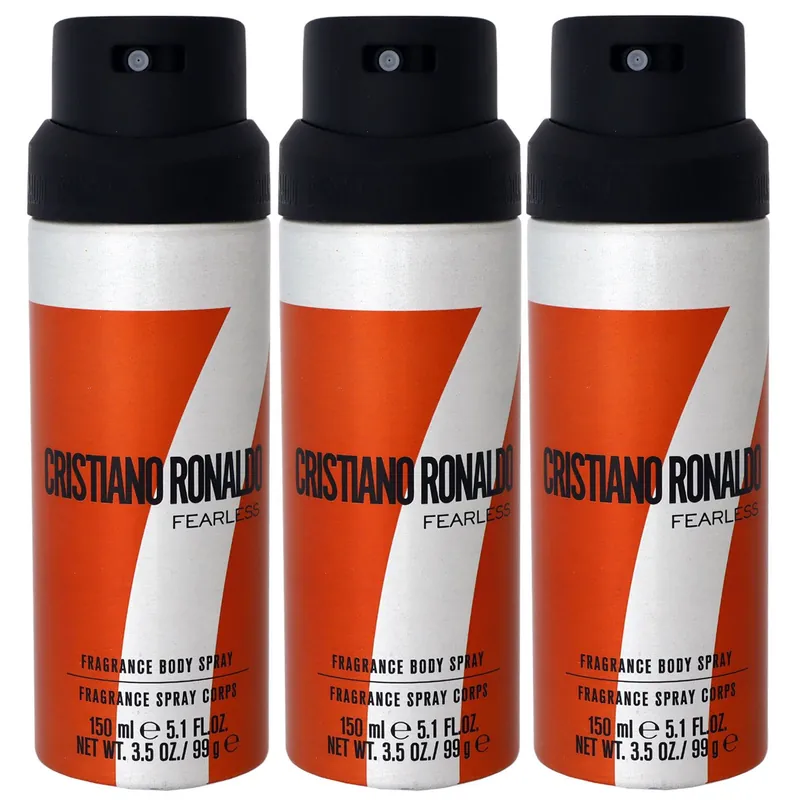 Cristiano Ronaldo Fearless 3 x 150 ml Body Spray Körperspray Körper Spray Set Preisknaller