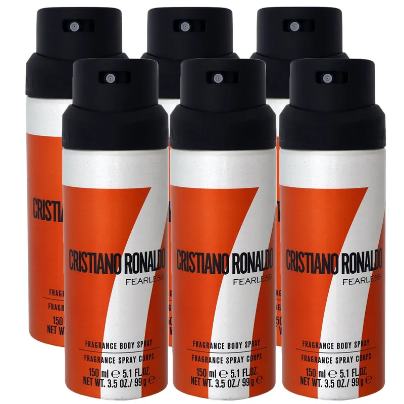 Cristiano Ronaldo Fearless 6 x 150 ml Body Spray Körperspray Körper Spray Set Sonderaktion