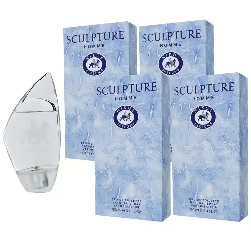 Sale Nikos Sculpture Homme 4 x 100 ml Eau de Toilette EDT Set Herrenduft