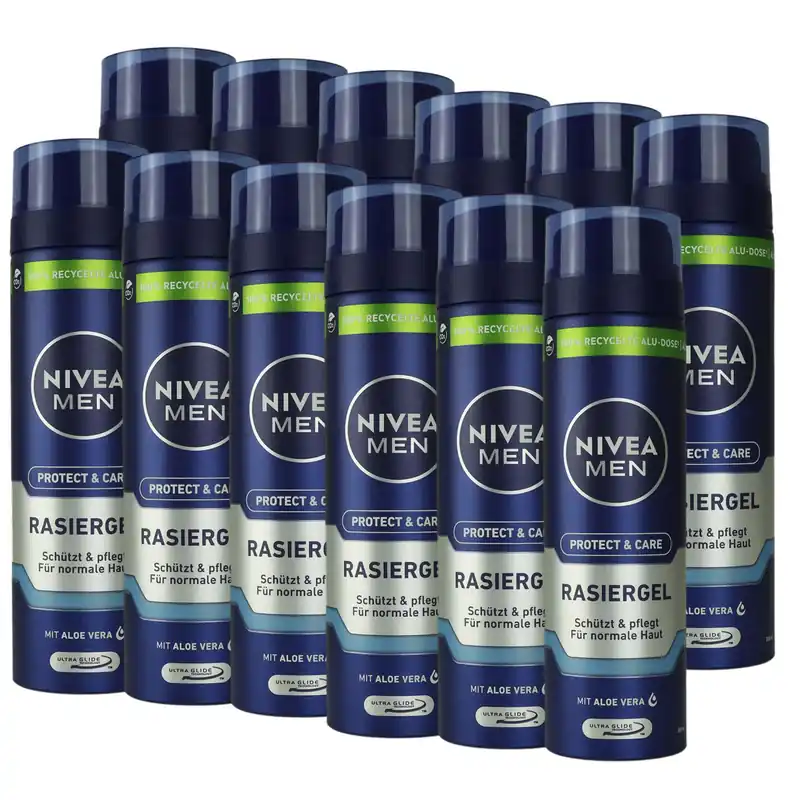 Nivea Rasiergel 12 x 200 ml mild Rasiergel für Herren normale Haut fürs Gesicht Set Sale