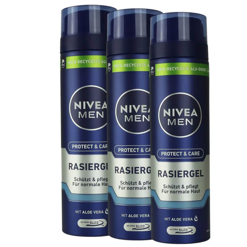 Sofort Bestellen Nivea Rasiergel 3 x 200 ml mild Rasiergel für Herren normale Haut fürs Gesicht Set