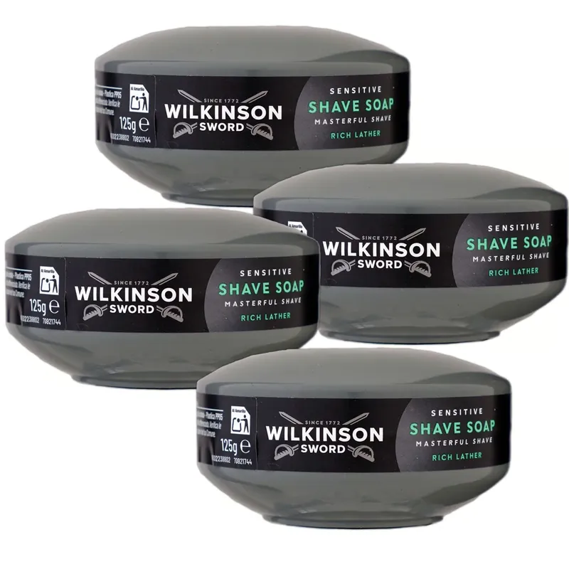 Top-Angebot Wilkinson Sword Shave Soap Rasierseife 4 x 125 g sensitive Set