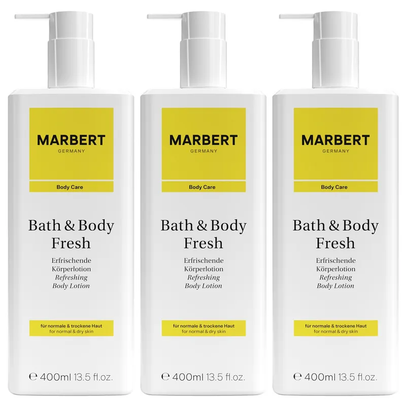 Marbert Bath & Body Fresh 3 x 400 ml Refreshing Fresh Bodylotion alle Hauttypen Set Neue Ware