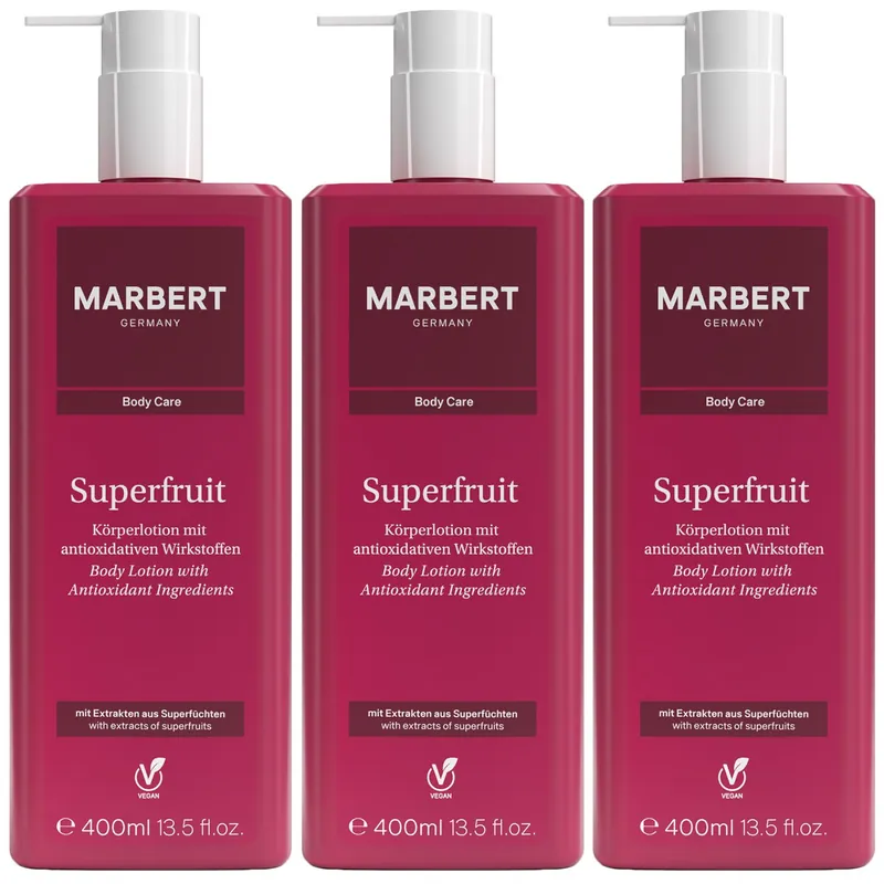 Marbert Superfruit 3 x 400 ml Bodylotion Body Lotion Körperlotion Set Geprüft