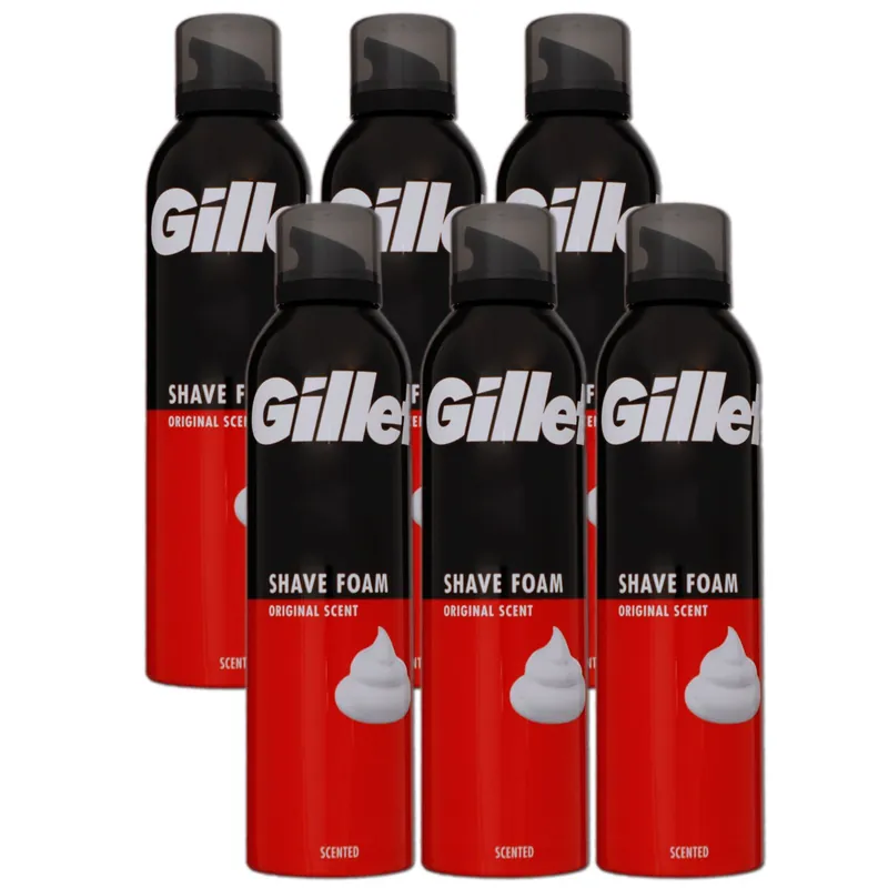 Preisknaller Gillette Classic Foam Rasierschaum 6 x 300 ml für normale Haut Herren Schaum Set