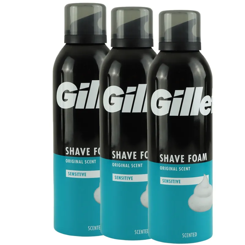 Sonderangebot Gillette Foam Rasierschaum 3 x 200 ml für empfindliche Haut Sensitive for Men Set