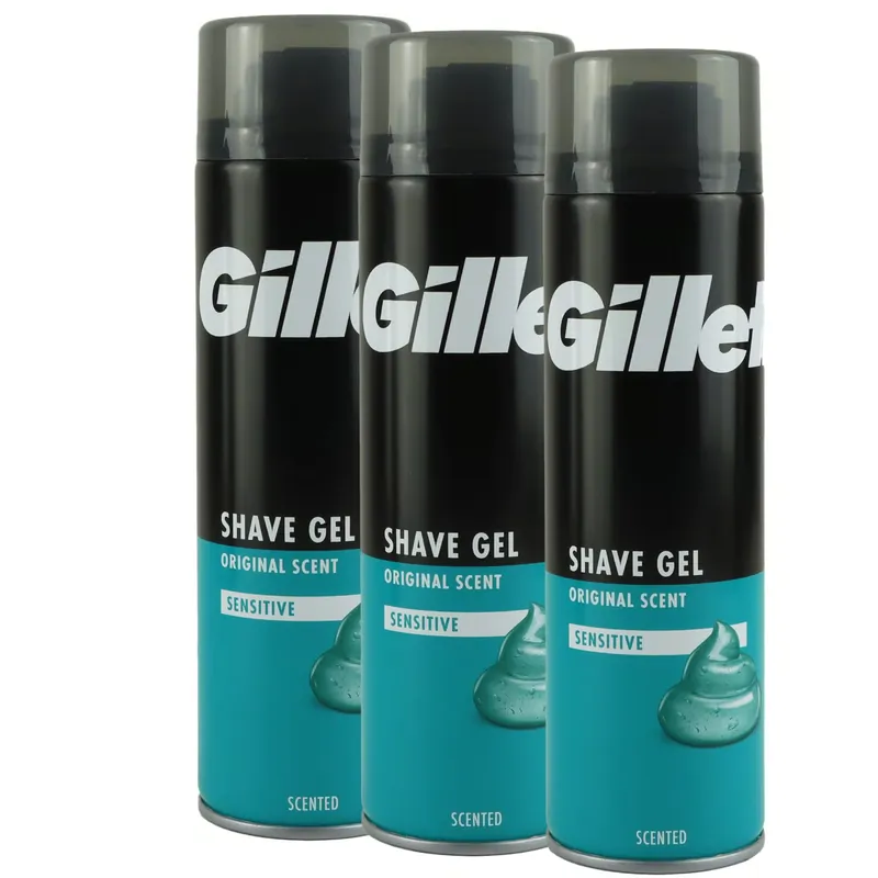 Gillette Rasiergel 3 x 200 ml für empfindliche Haut Shave Gel Set Beliebt