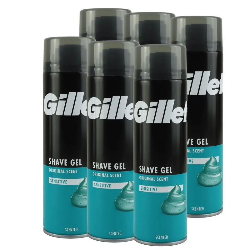 Kracherpreis Gillette Rasiergel 6 x 200 ml für empfindliche Haut Shave Gel Set