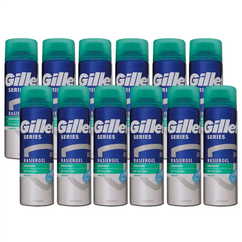 Neu Im Sortiment Gillette Series Sensitive Rasiergel 12 x 200 ml für empfindliche Haut Set