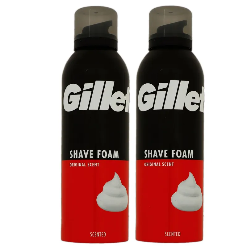 Gillette Shave Foam Rasierschaum 2 x 200 ml Original Scent für normale Haut Set Direktkauf