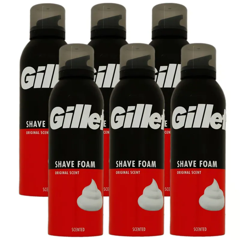 Sale Gillette Shave Foam Rasierschaum 6 x 200 ml Original Scent für normale Haut Set