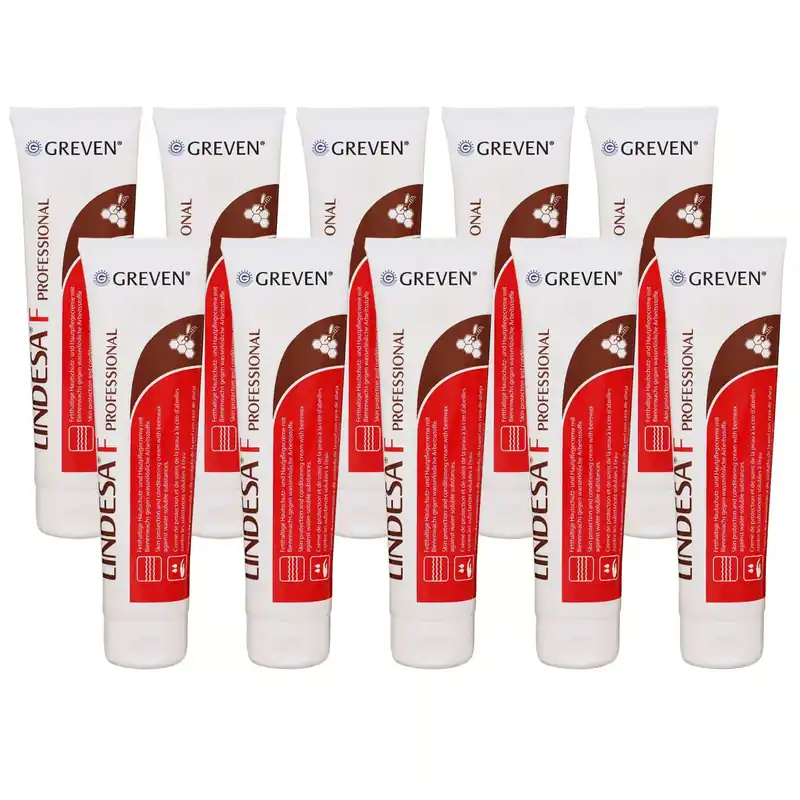 Abverkauf Lindesa F Professional 10 x 100 ml Fetthaltige Hautschutzcreme mit Bienenwachs