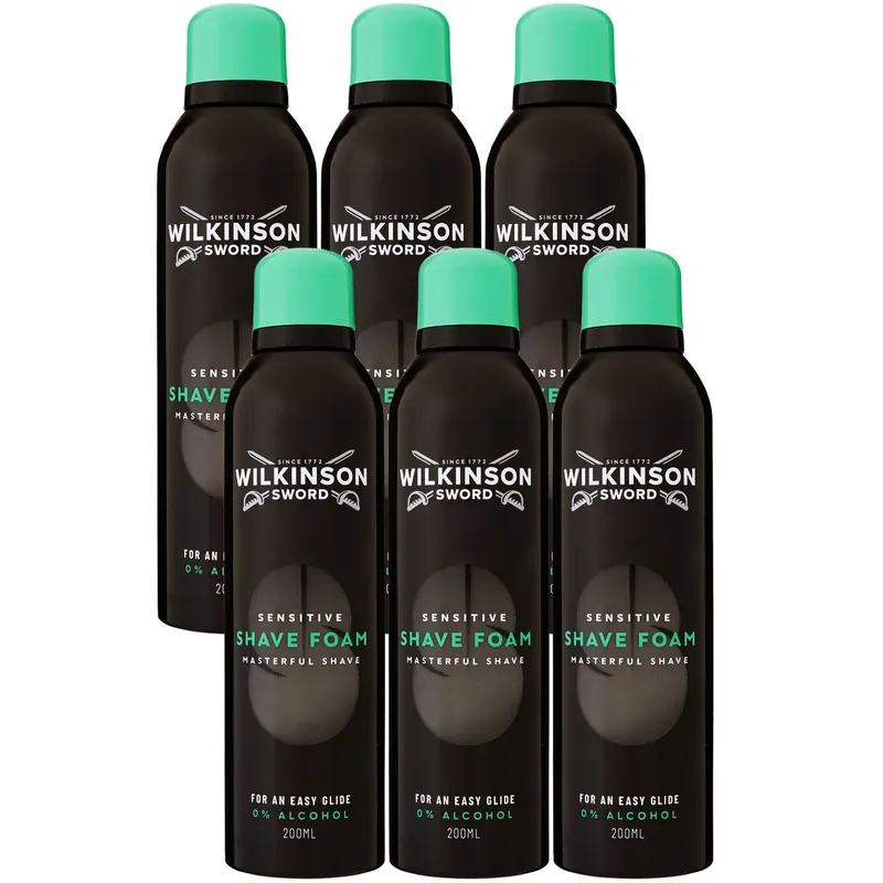 Wilkinson Sword Shave Foam Rasierschaum 6 x 200 ml Sensitive Set Ausverkauf