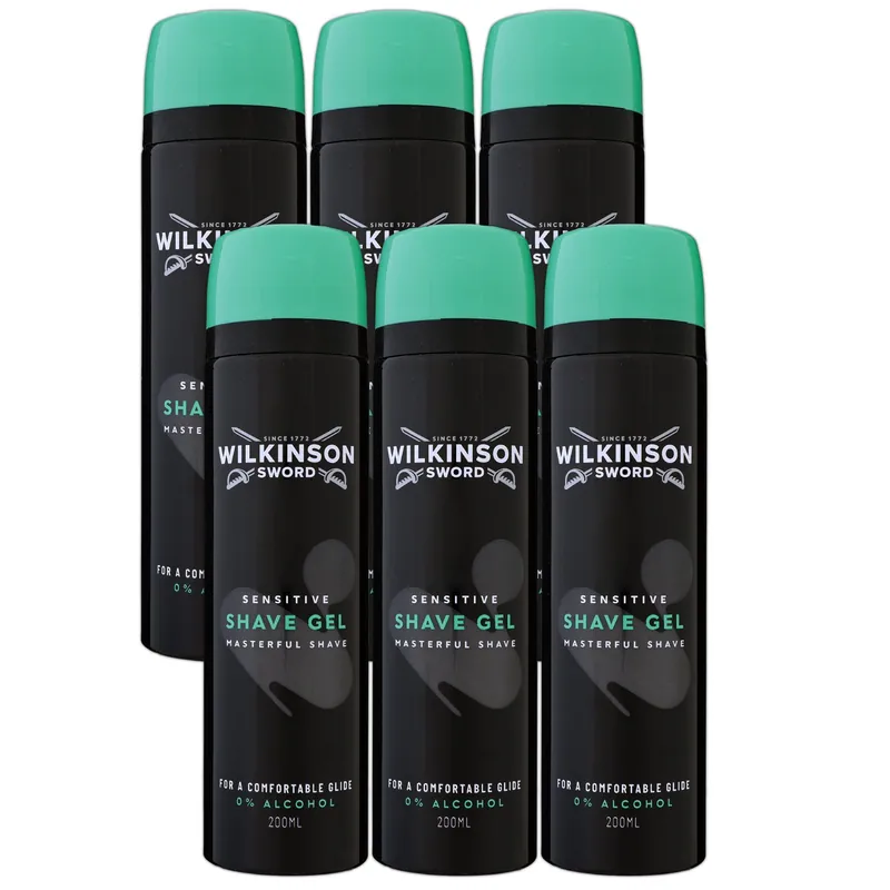 Wilkinson Sword Shave Gel Rasiergel 6 x 200 ml Sensitive Set Ausverkauf