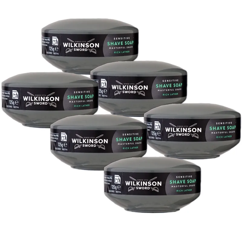 Finale Aktion Wilkinson Sword Shave Soap Rasierseife 6 x 125 g sensitive Set