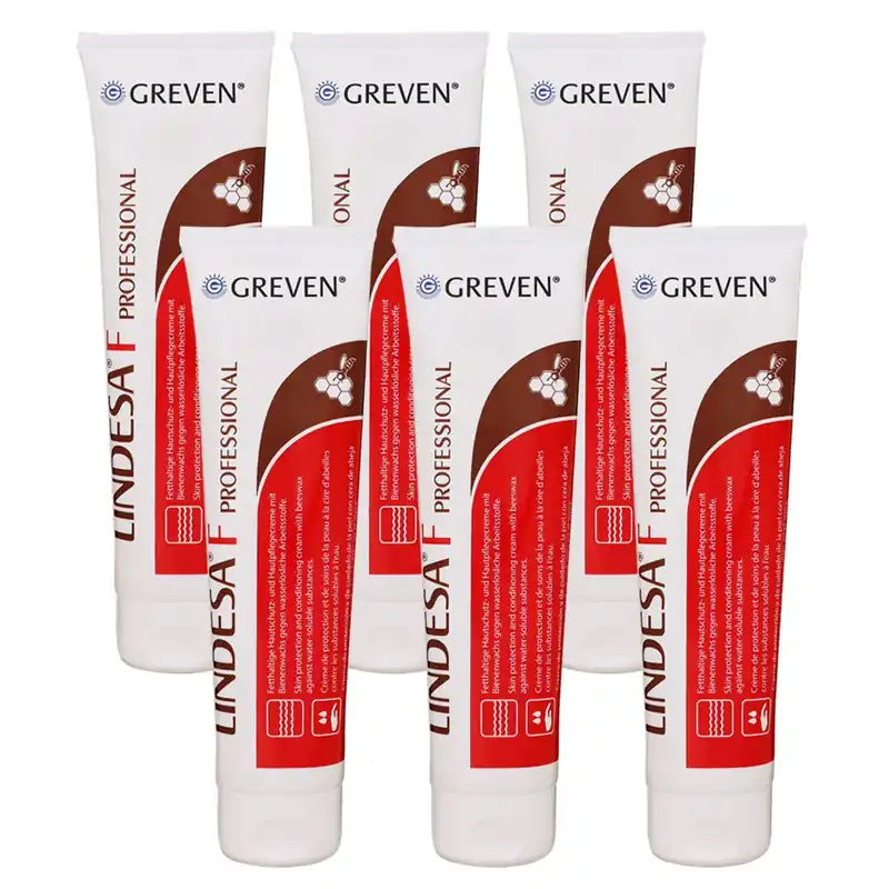 Lindesa F Professional 6 x 100 ml Fetthaltige Hautschutzcreme mit Bienenwachs Sonderaktion