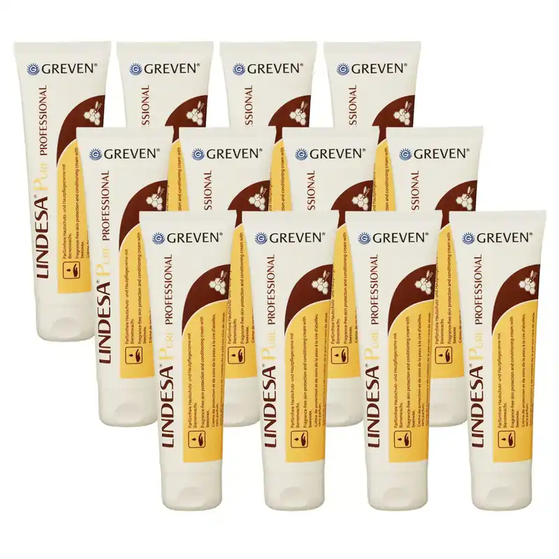 Schnäppchen Lindesa Pure Professional 12 x 100 ml Parfümfreie Schutz- und Pflegecreme