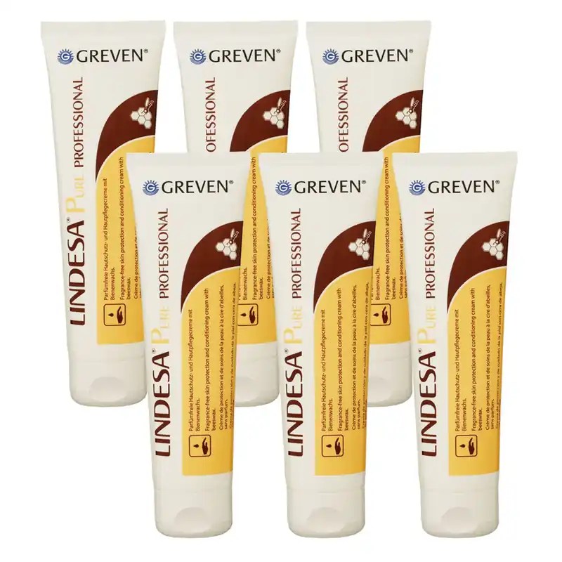 Schnäppchen Lindesa Pure Professional 6 x 100 ml Parfümfreie Schutz- und Pflegecreme