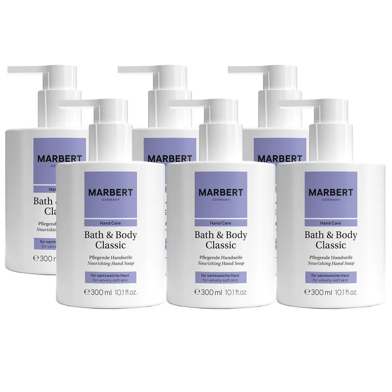 Bestpreis Marbert Bath & Body Classic 6 x 300 ml Flüssigseife Handseife Set