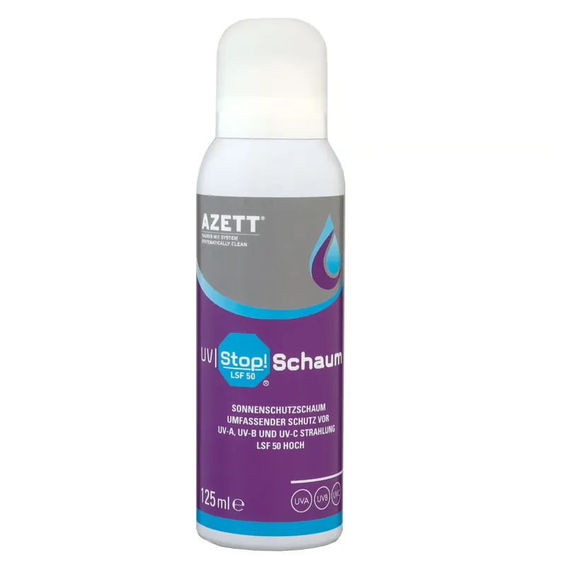 Letzte Chance Azett UV Stop Schaum 125 ml Sonnenschutzschaum Schutz vor UV Strahlung SPF 50