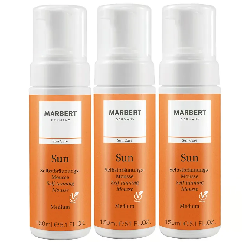 Marbert Sun Care 3 x 150 ml Selbstbräunungs-Mousse Selbstbräuner Medium Set Heißes Angebot
