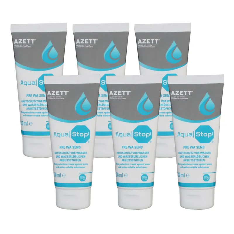 Azett Aqua Stop Pre Wa Sens Creme 6 x 100 ml Hautschutzcreme für Arbeitsstoffen Top-Angebot