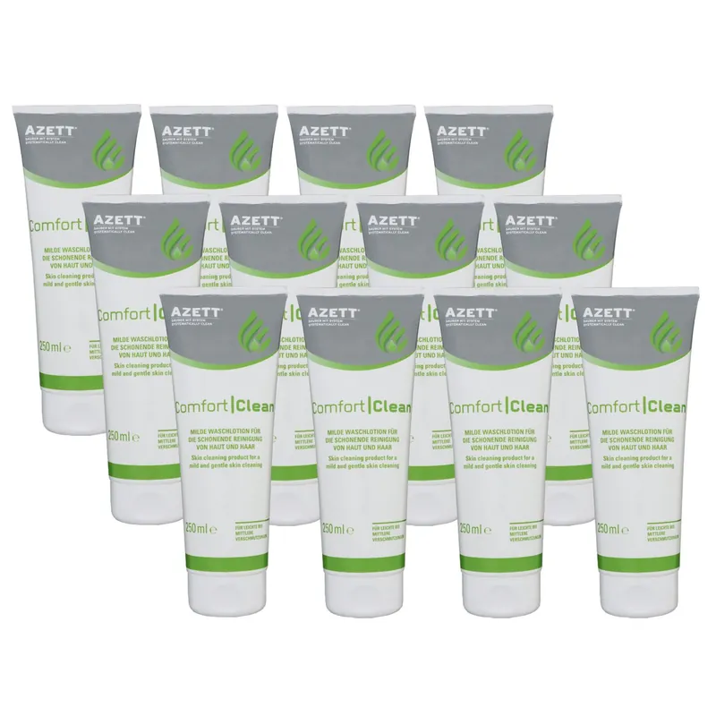 Sonderangebot Azett Comfort Clean 12 x 250 ml Milde Waschlotion für Haut und Haar Set