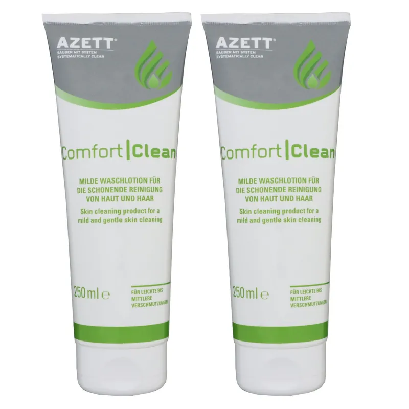 Azett Comfort Clean 2 x 250 ml Milde Waschlotion für Haut und Haar Set Must-Have