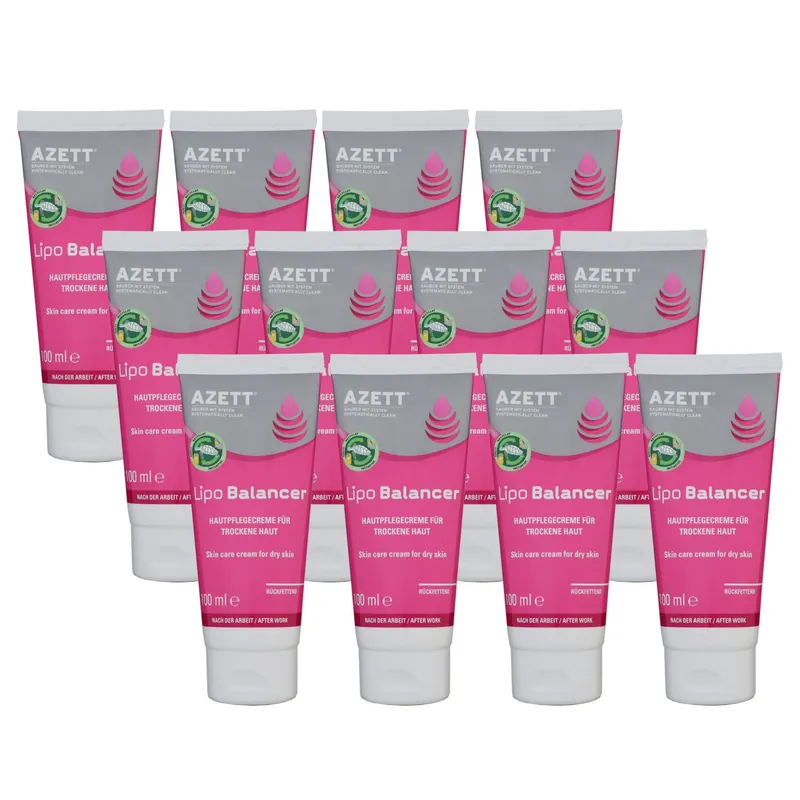 Finale Aktion Azett Lipo Balancer Cream 12 x 100 ml Hautpflegecreme für trockene Haut Rückfettend
