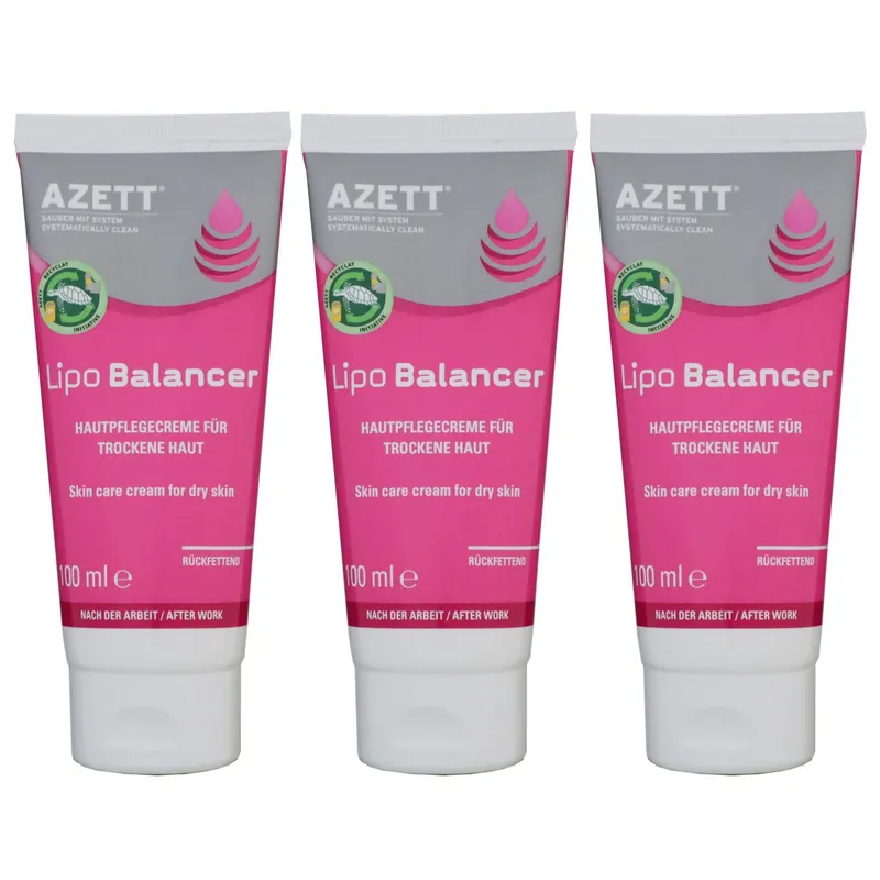 Finale Aktion Azett Lipo Balancer Cream 3 x 100 ml Hautpflegecreme für trockene Haut Rückfettend