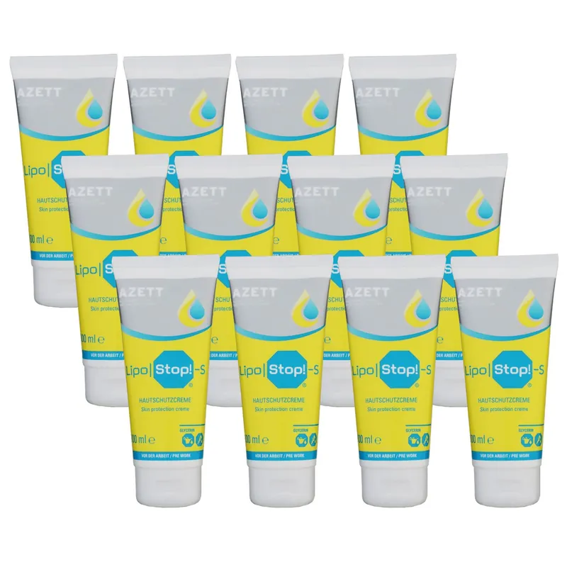 Azett Lipo Stop Pre Ol Sens Cream 12 x 100 ml Hautschutzcreme Set Sonderangebot