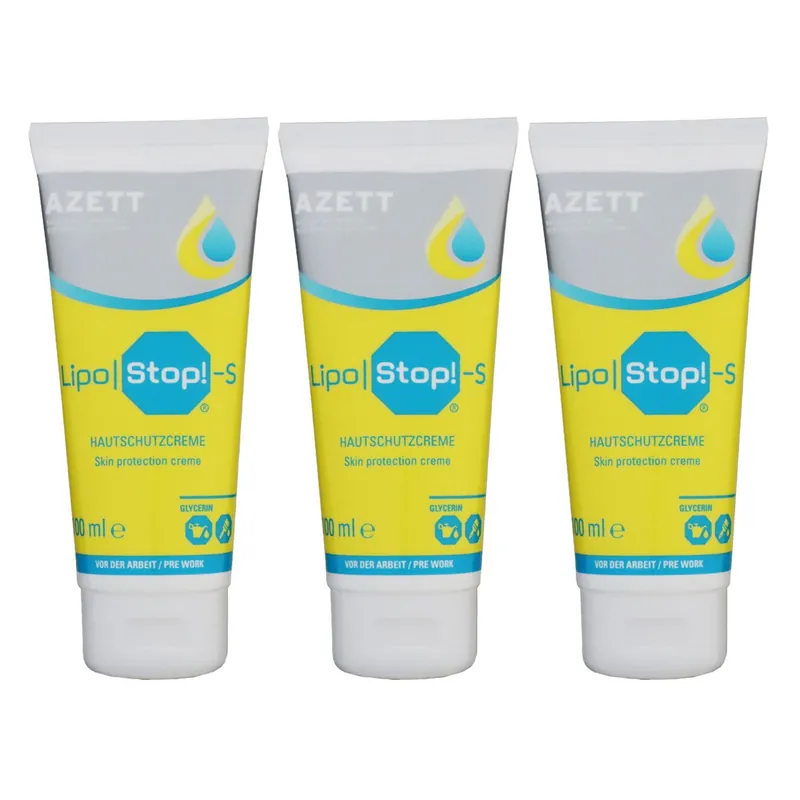 Neu Im Sortiment Azett Lipo Stop Pre Ol Sens Cream 3 x 100 ml Hautschutzcreme Set