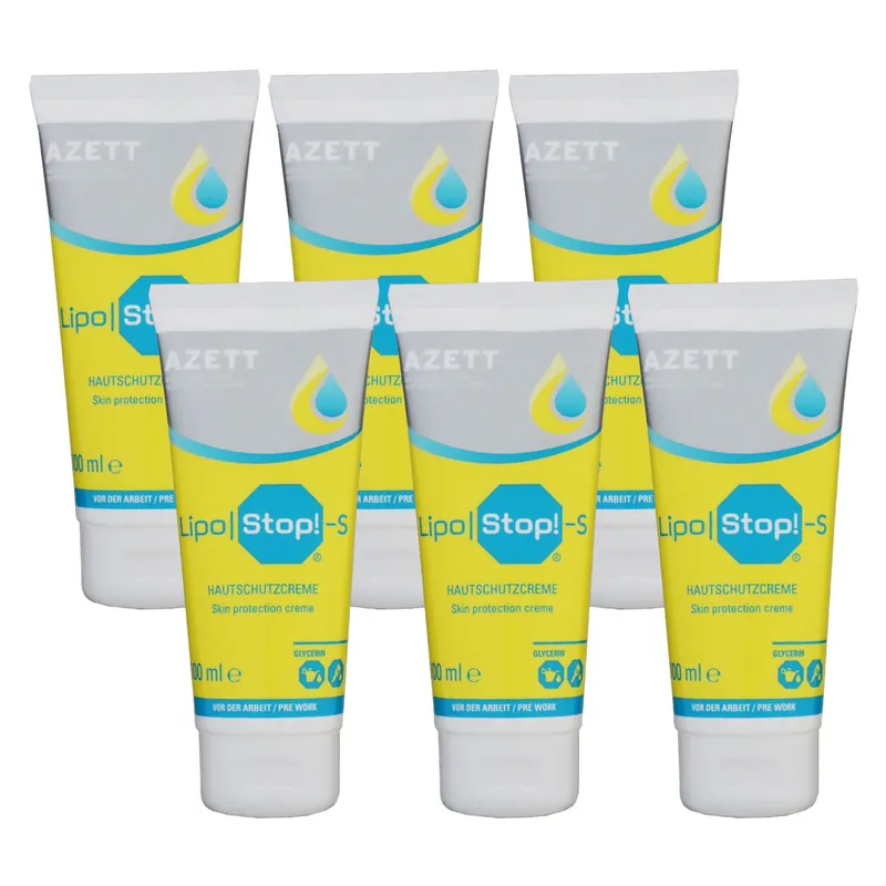Rabatt Azett Lipo Stop Pre Ol Sens Cream 6 x 100 ml Hautschutzcreme Set
