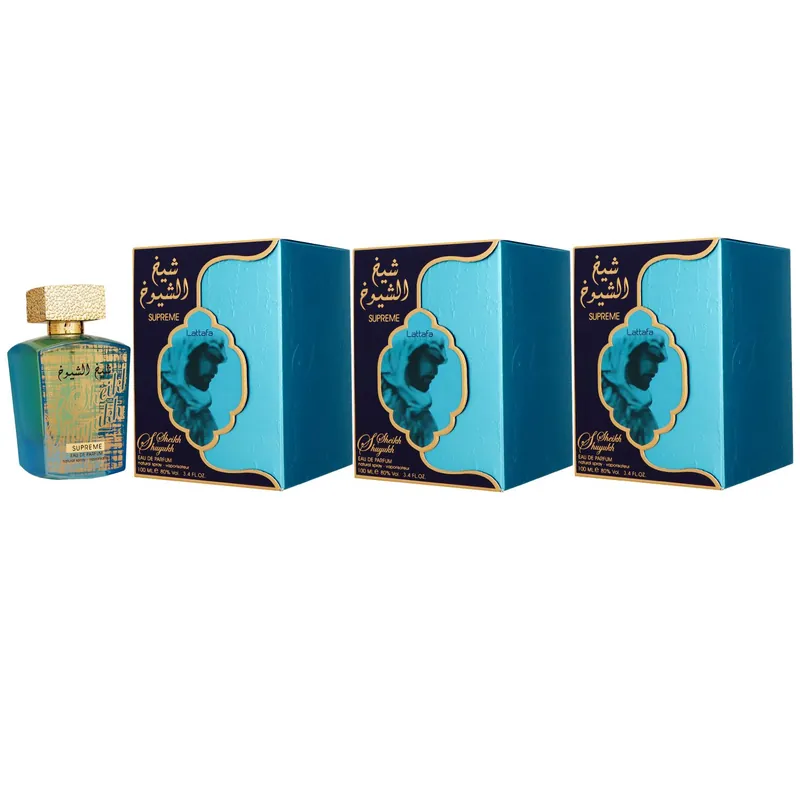Zertifiziert Lattafa Sheikh Al Shuyukh Supreme 3 x 100 ml Eau de Parfum EDP Set Herrenparfum