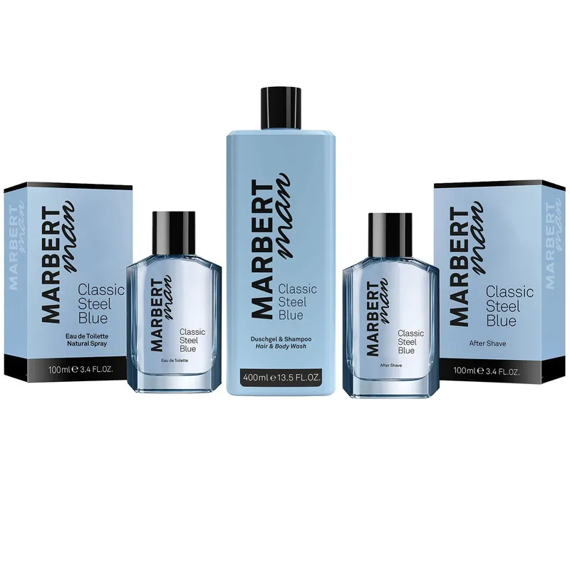 Must-Have Marbert Man Classic Steel Blue 100 ml EDT & 400ml Duschgel & Shampoo & 100 ml AS