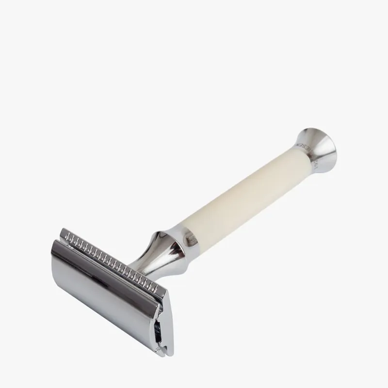 Rasierhobel Gentle Shaver Acryl elfenbeinfarben geschlossener Kamm 100mm Sichere Zahlung