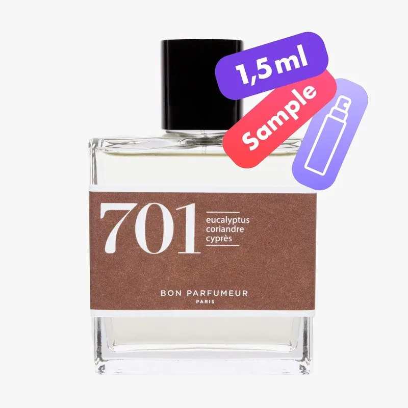 701 Eau de Parfum – Eucalyptus, Amber, White Wood – Sample Top-Angebot