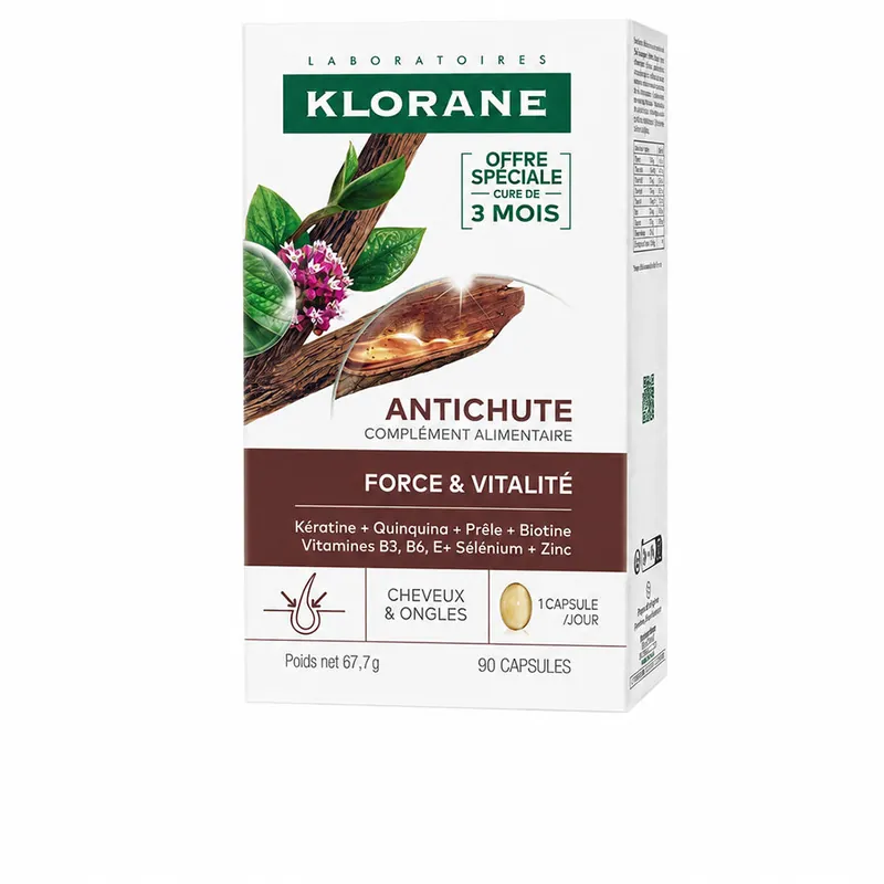 Abverkauf Klorane Chinin-Nahrungsergänzungsmittel gegen Haarausfall für Kraft und Vitalität