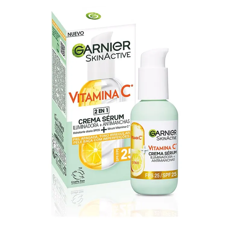Garnier VITAMIN C 2in1 Aufhellende + Anti-Flecken-Serumcreme LSF 25 Solange Der Vorrat Reicht